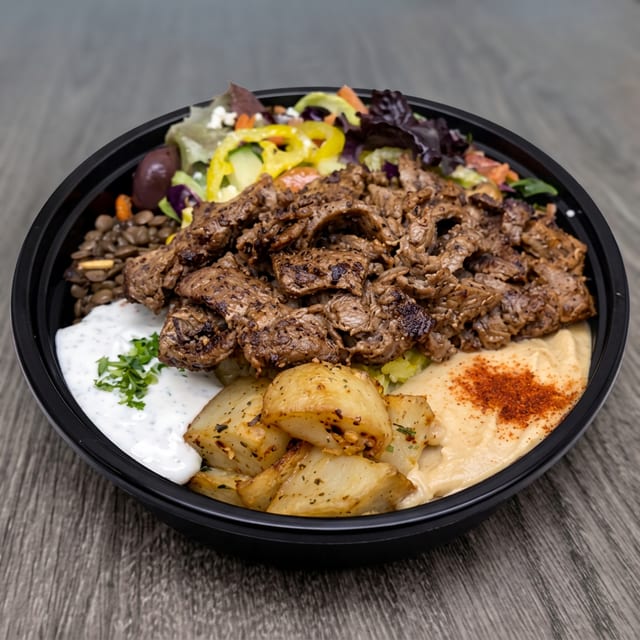 Lamb Gyros Protein Bowl.